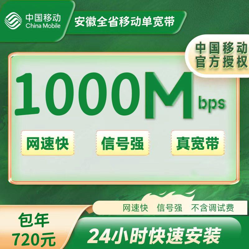 安徽移动1000M一年720元+100安装费（非合肥）