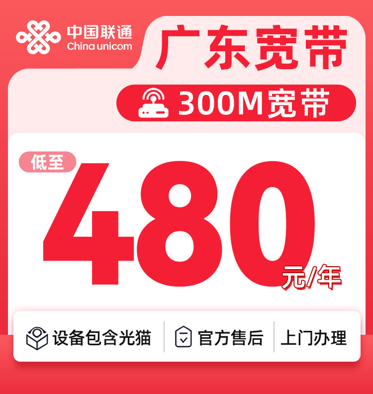 广东联通300M480元一年
