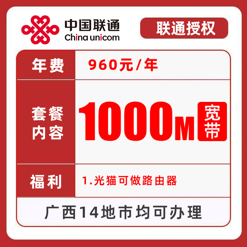 [广西联通】1000M单宽带光猫带路由功能