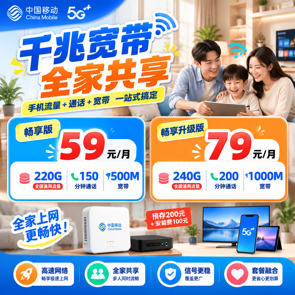 南宁移动新开59元/月500M
