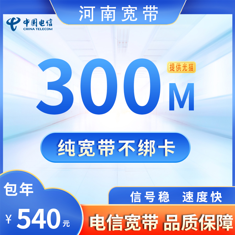 河南电信300M540元包1年+200安装费