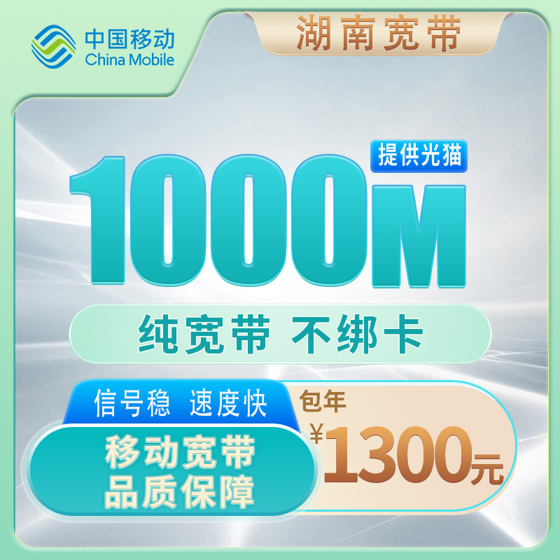湖南移动1000M1300元包1年