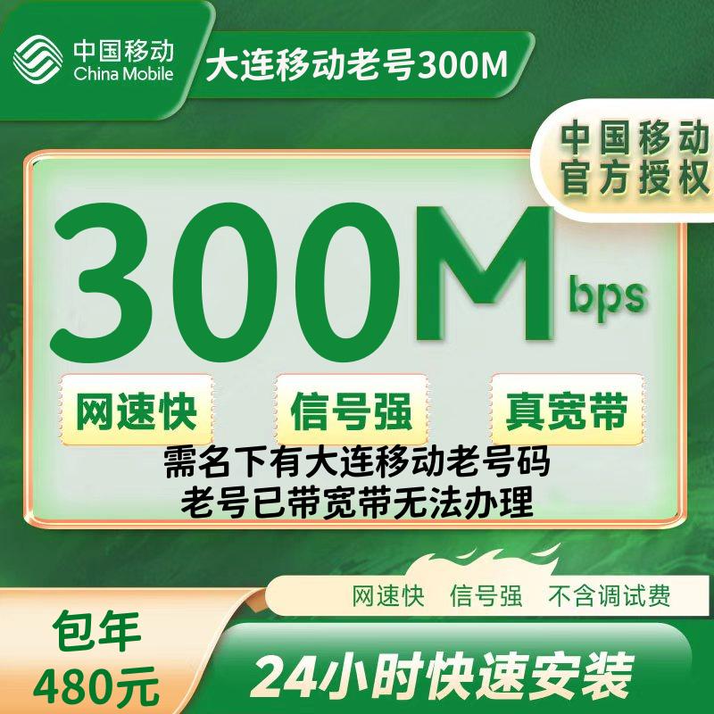 辽宁大连移动老号+480元包年300M宽带
