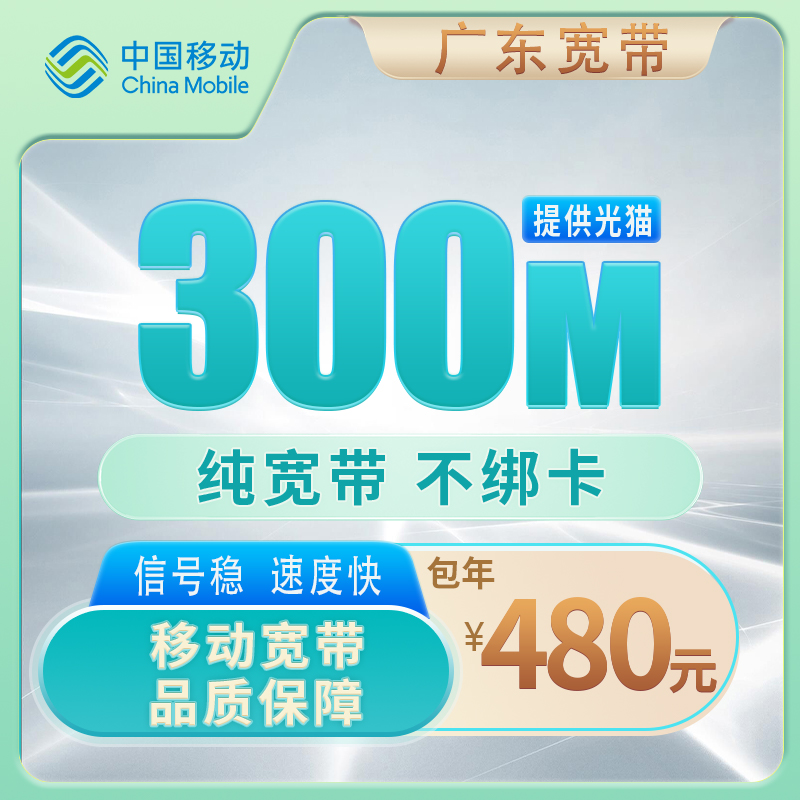 广东移动300M480元包1年+200安装费