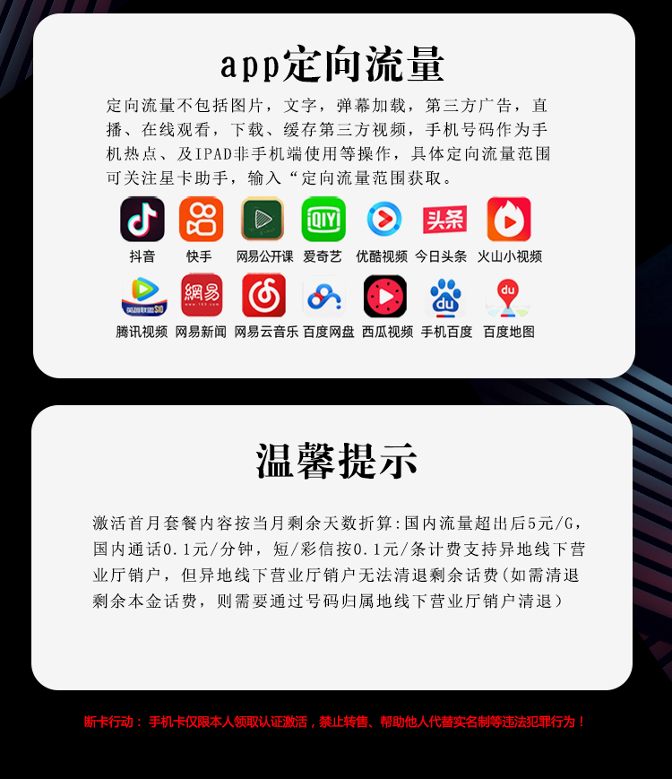 电信19元185G+100分钟小兔卡详情图