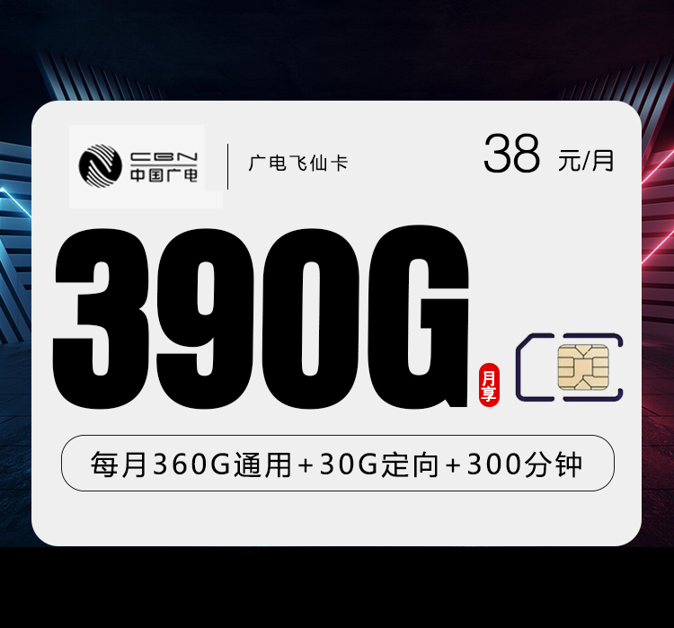 广电飞仙卡【38元390G+300分钟】