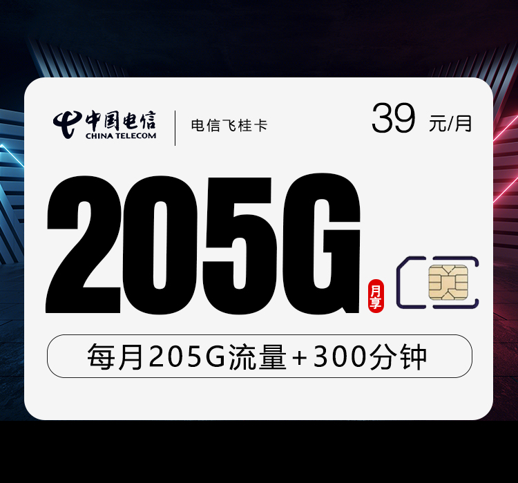 电信飞桂卡【39元205G+300分钟】 电信飞桂卡【39元205G+300分钟】