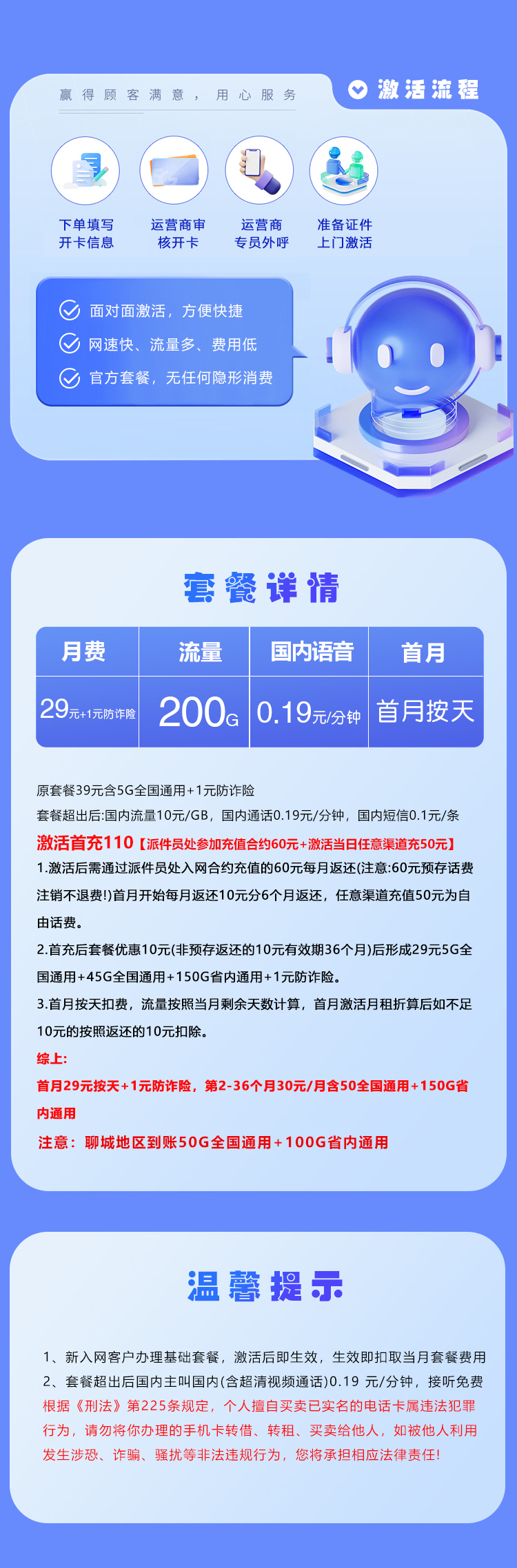 山东移动专属卡【30元200G】 套餐详情图