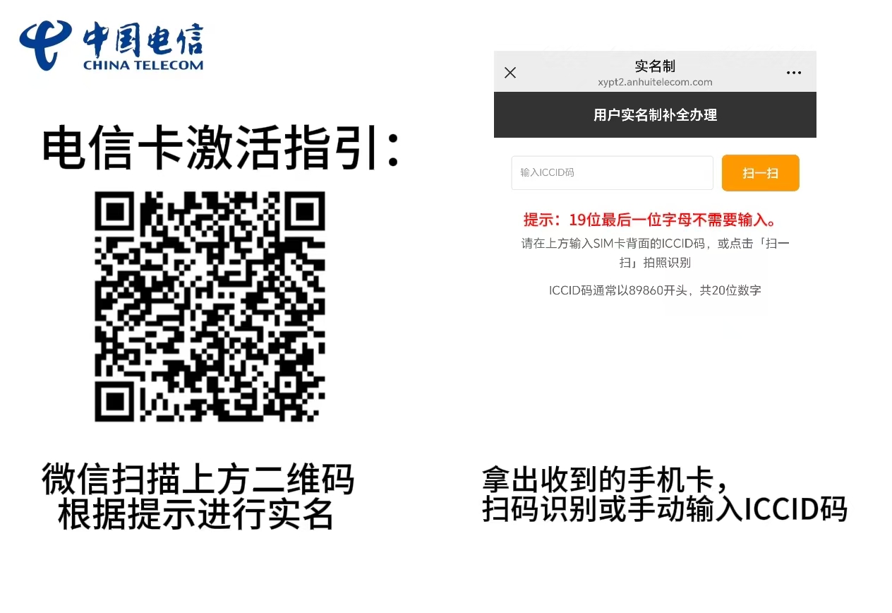 安徽省内电信专享卡【39元160G+100分钟】 2 172号卡分销系统电信专享卡激活流程图