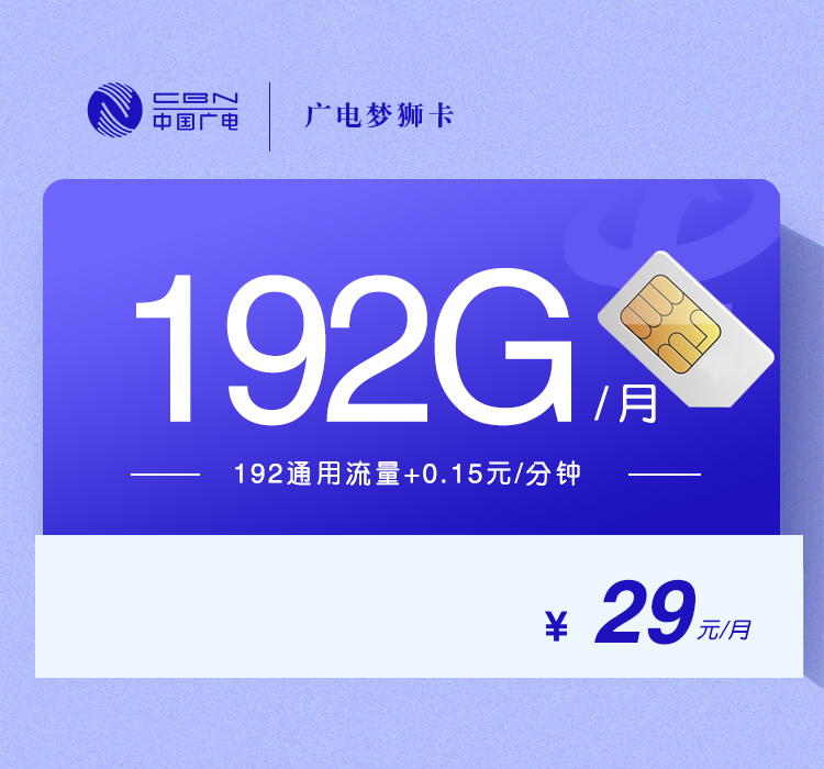 广电梦狮卡【29元192G】