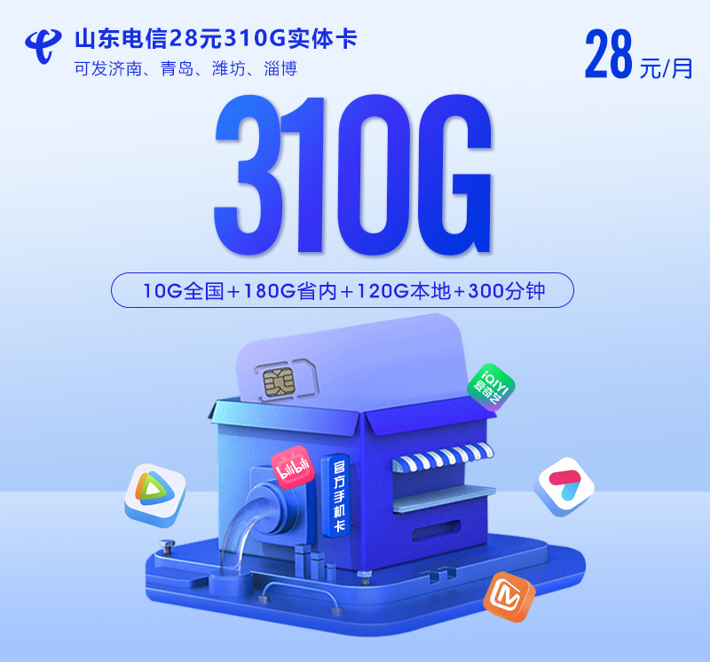 【实体卡】山东电信28元310G