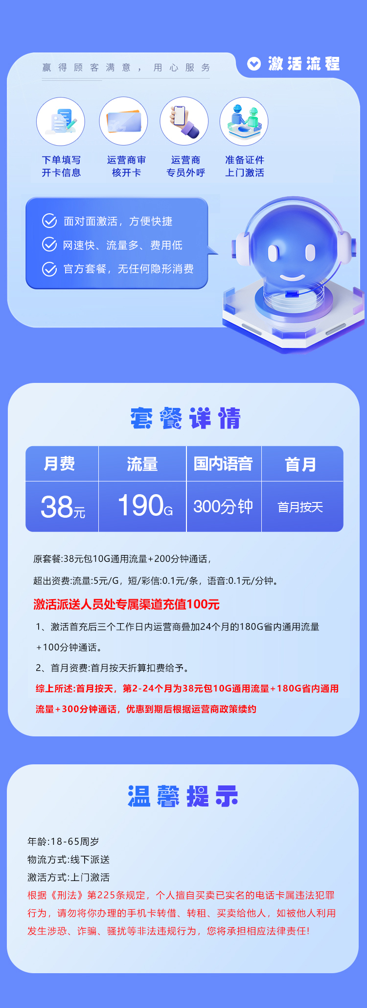 电信飞泰卡2.0【38元190G+300分钟】【仅发山东】 套餐详情图